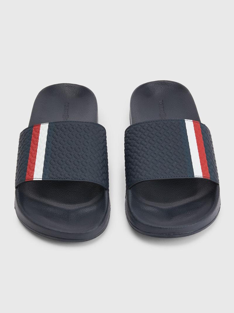 Férfi Tommy Hilfiger Textured stripe Sandal Sötétkék | HU 1435TCE